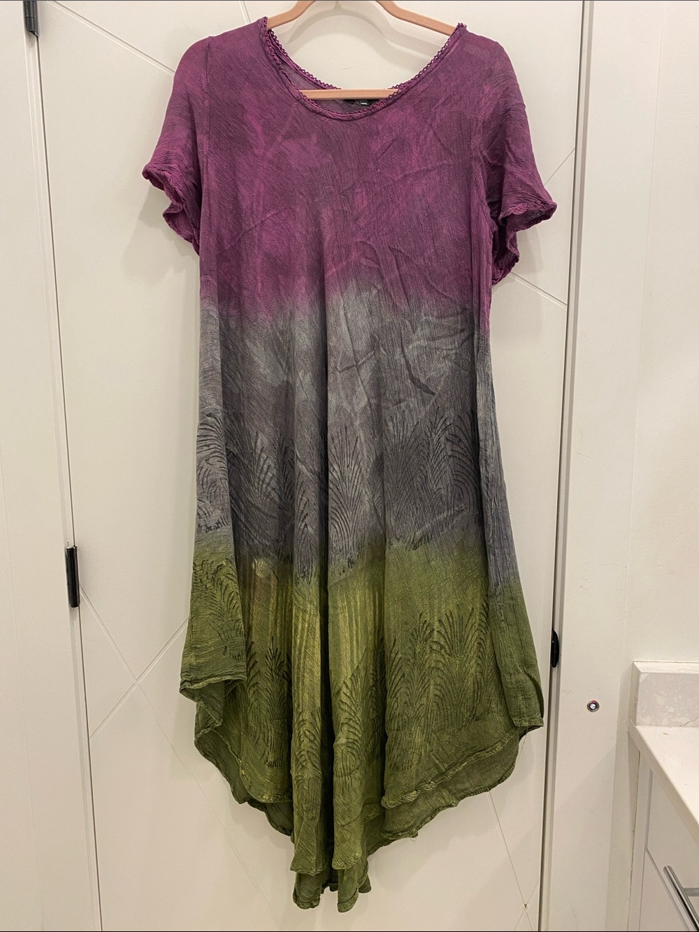 Papa Vancouver | Free Size | Rayon Purple to Green Ombre Swing Dress | Vacation
